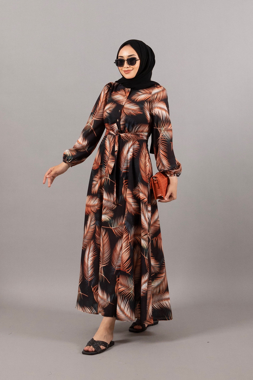 Emily Keten Elbise Siyah 4967-SIYAH