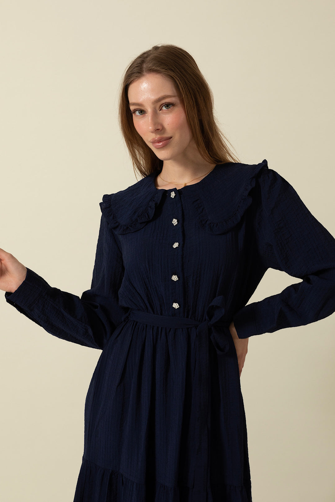 Bebe Yakalı Elbise Lacivert 1899-LACIVERT