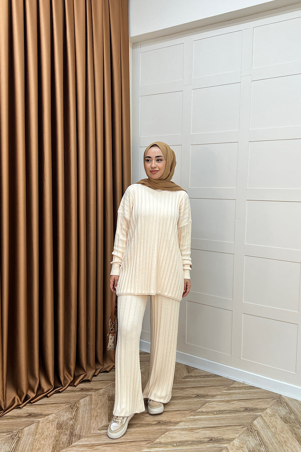 Kripto Keçe Sakal Triko Takım Krem 25560-KREM