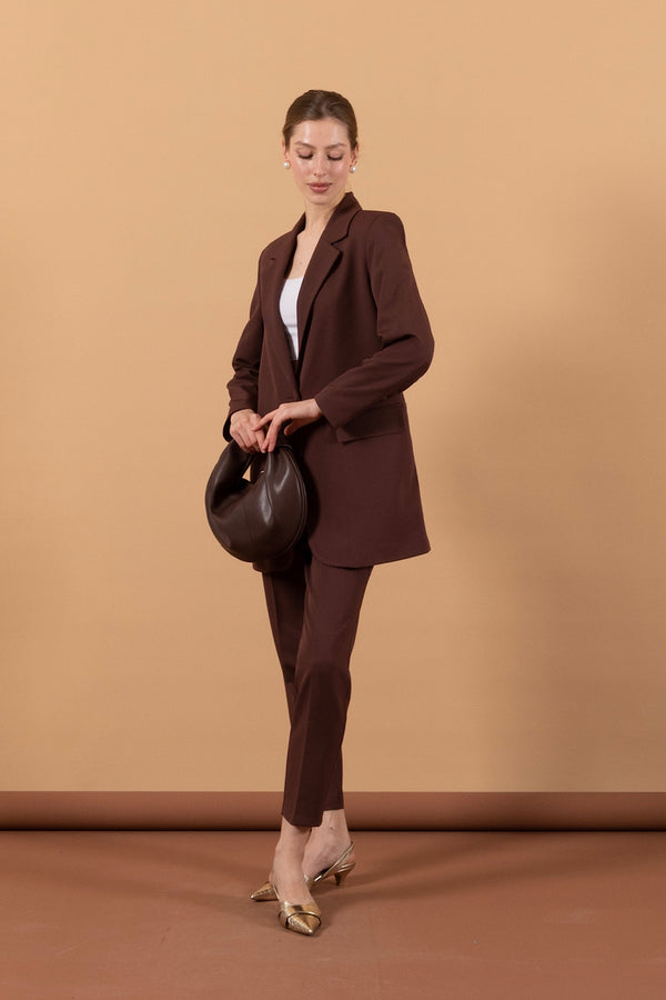 Tek Düğmeli Ceket Takım Kahverengi 6195-KAHVERENGI