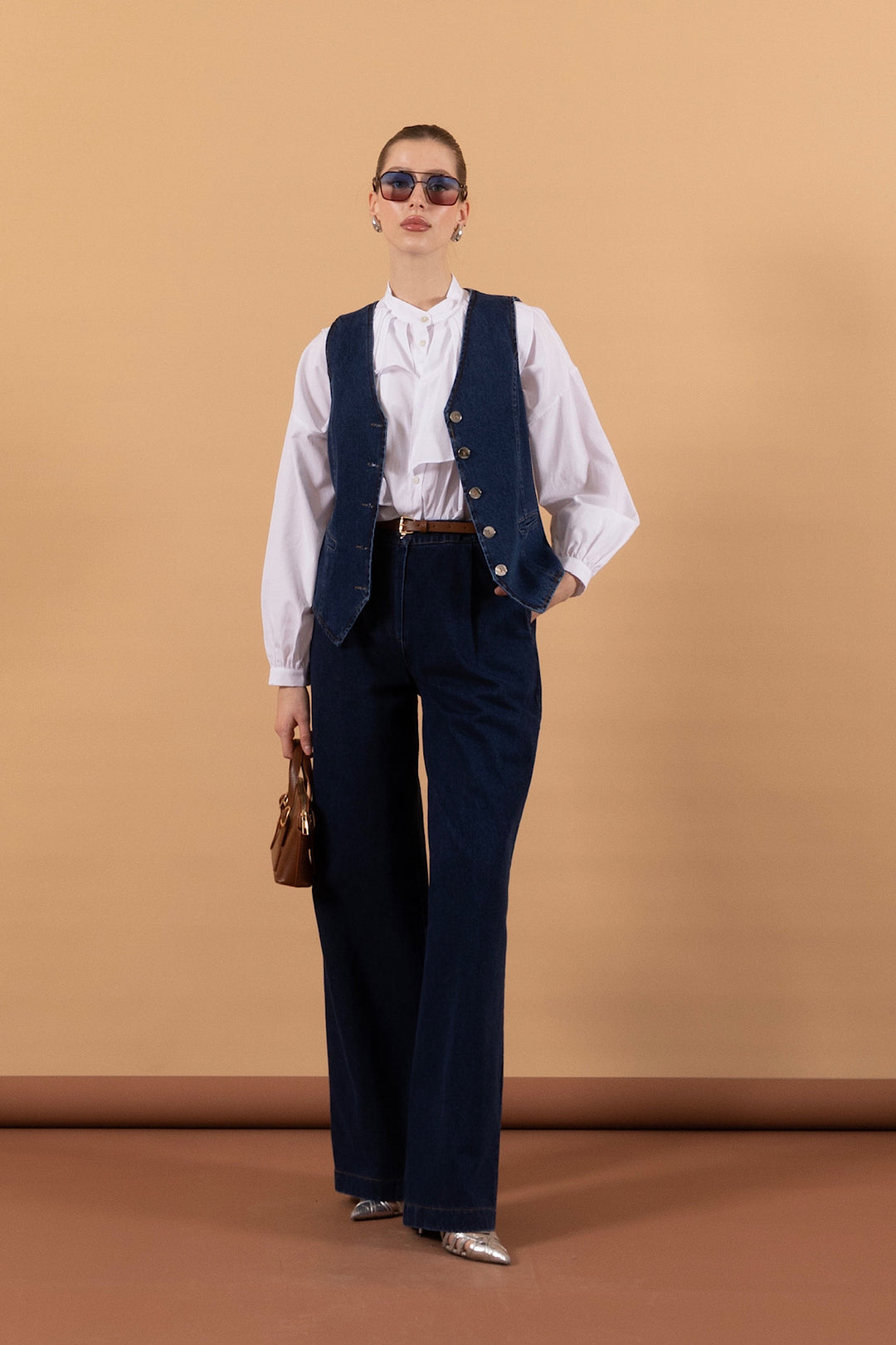 İkili Denim Yelek Takım Lacivert 6190-LACIVERT