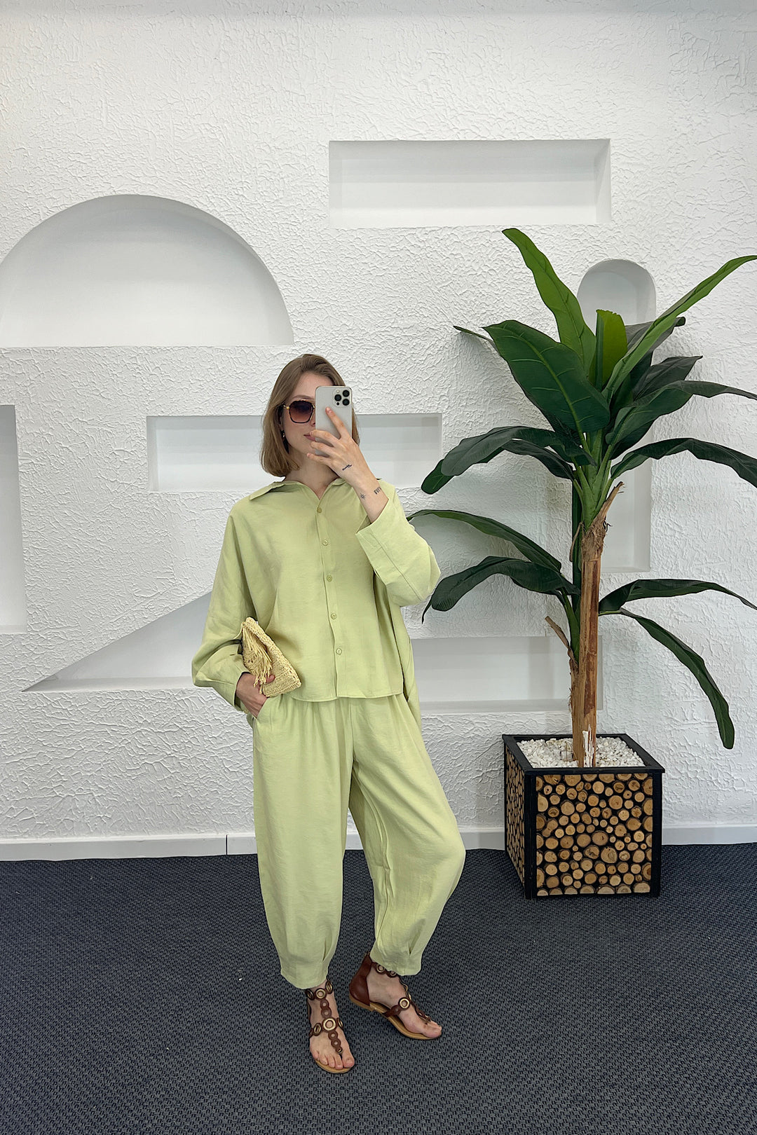 Şalvar Pantolon İkili Takım Yeşil 5230-YESIL