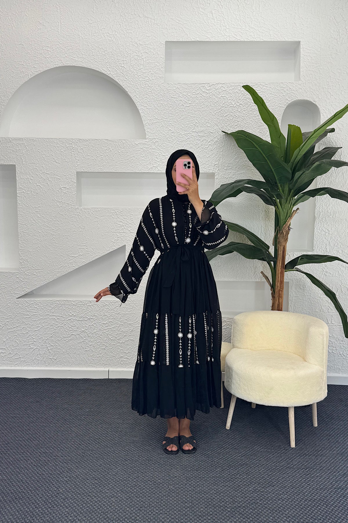 Luci Şifon Elbise Siyah 3712-SIYAH
