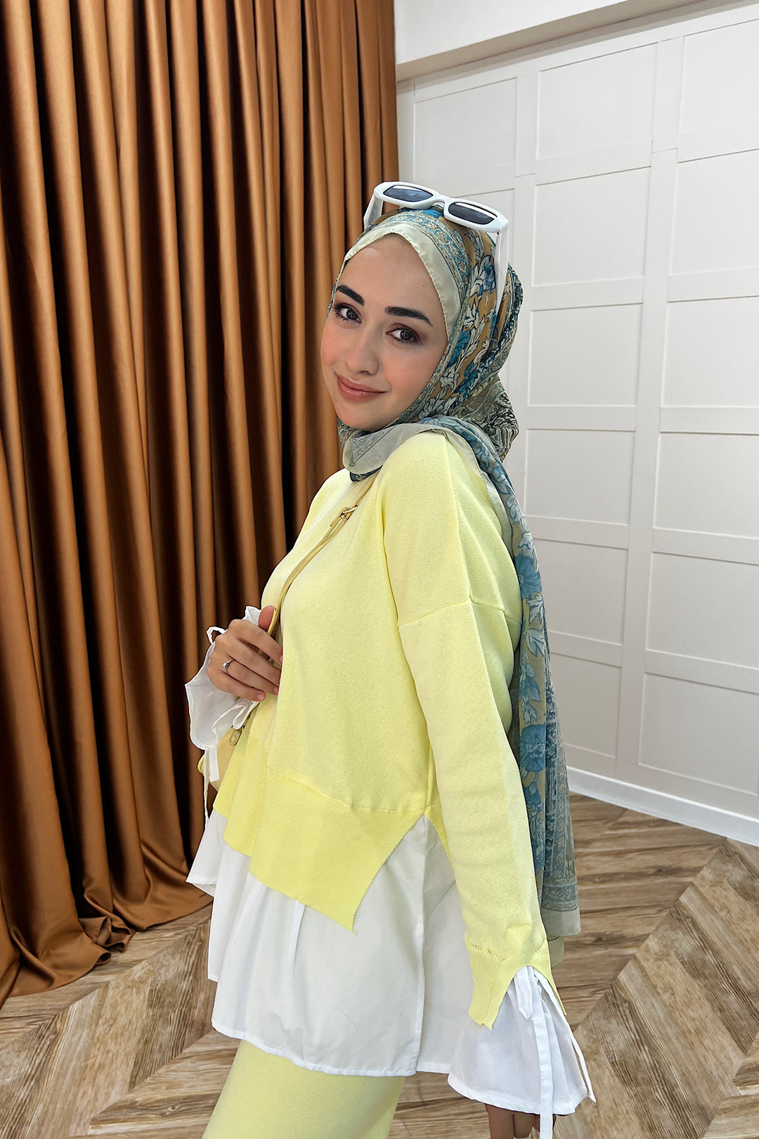 Truva Gömlek Detay Merserize Triko Takım Sarı 25350-SARI