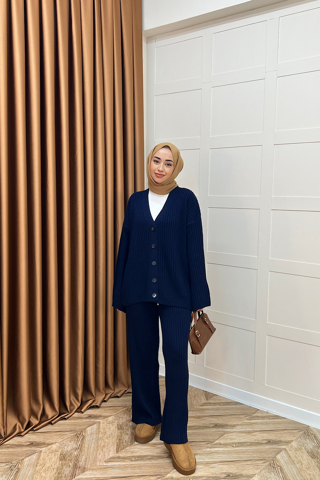 Galata Fitilli Triko Hırka Takım Lacivert 25630-LACIVERT