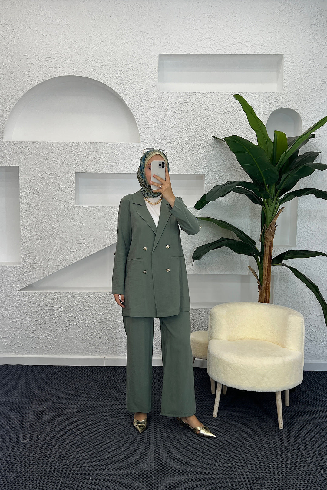 Sandra Ceketli Takım Yeşil 5003-YESIL