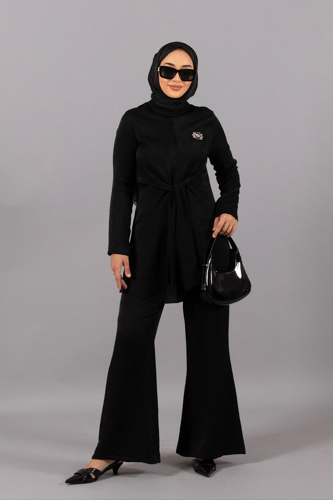 Livia Broş Detay İkili Takım Siyah 3302-SIYAH