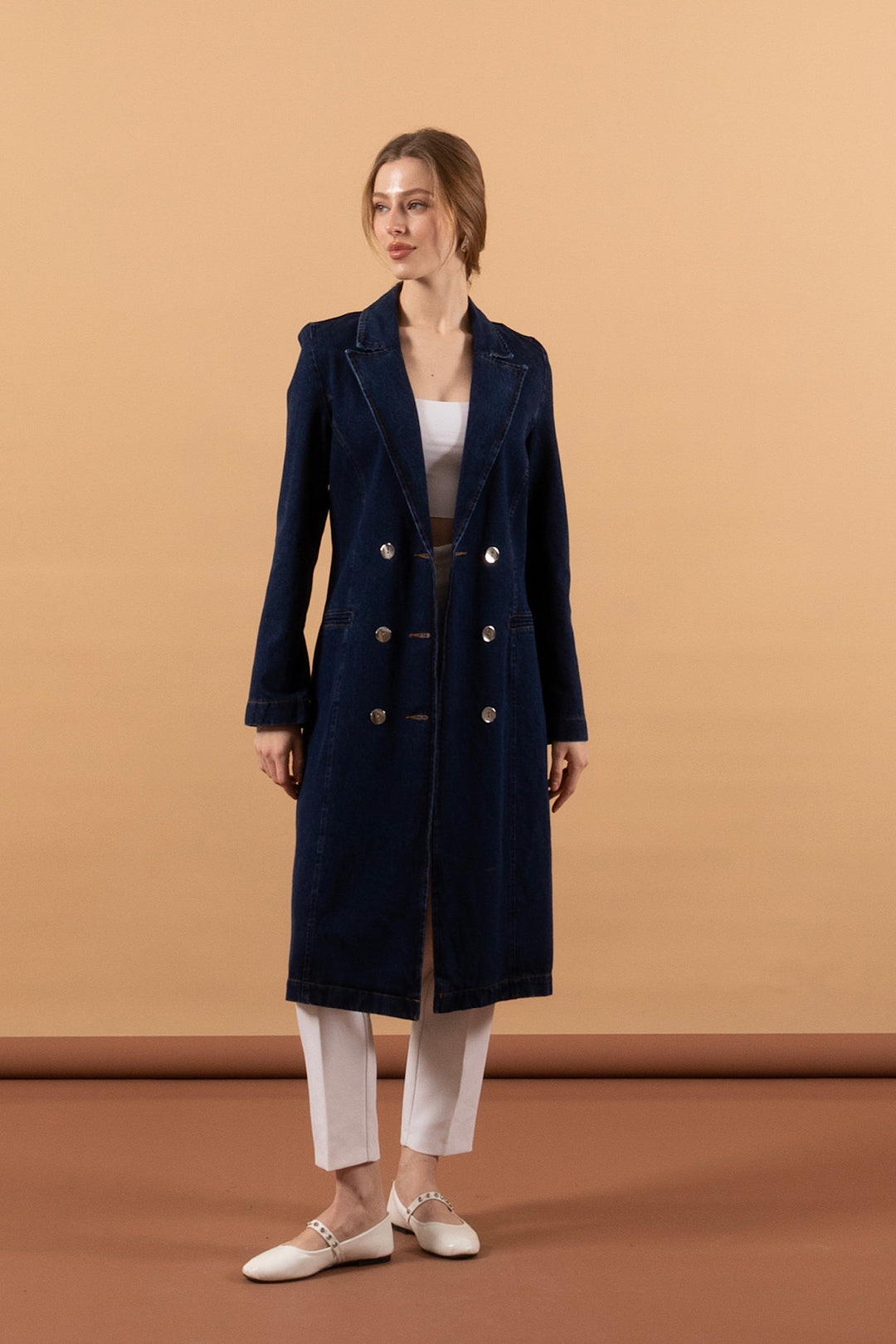 Uzun Kot Ceket Lacivert 6191-LACIVERT