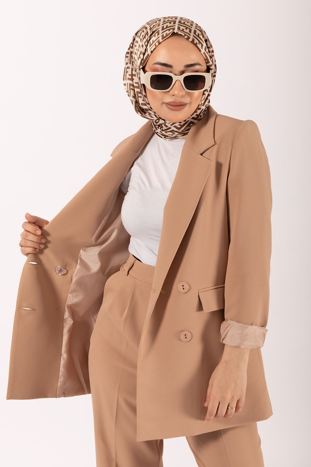 Dört Düğme Ceket Takım Camel 6152-CAMEL