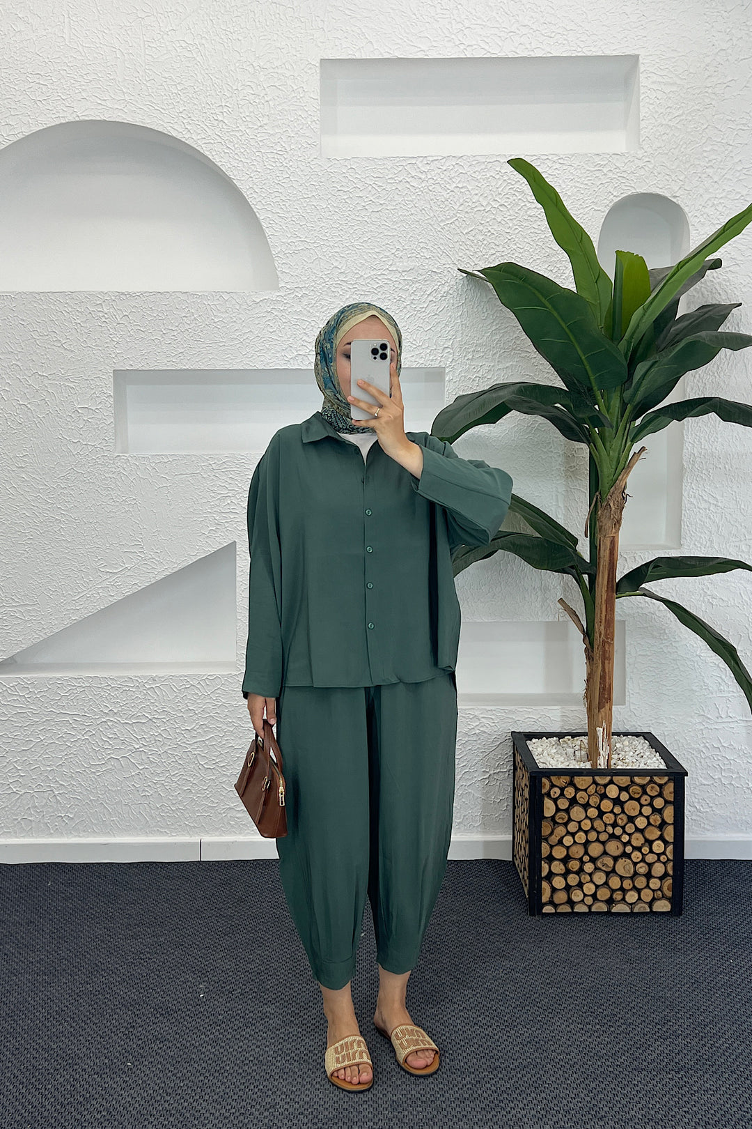 Şalvar Pantolon İkili Takım Zümrüt 5230-ZUMRUT