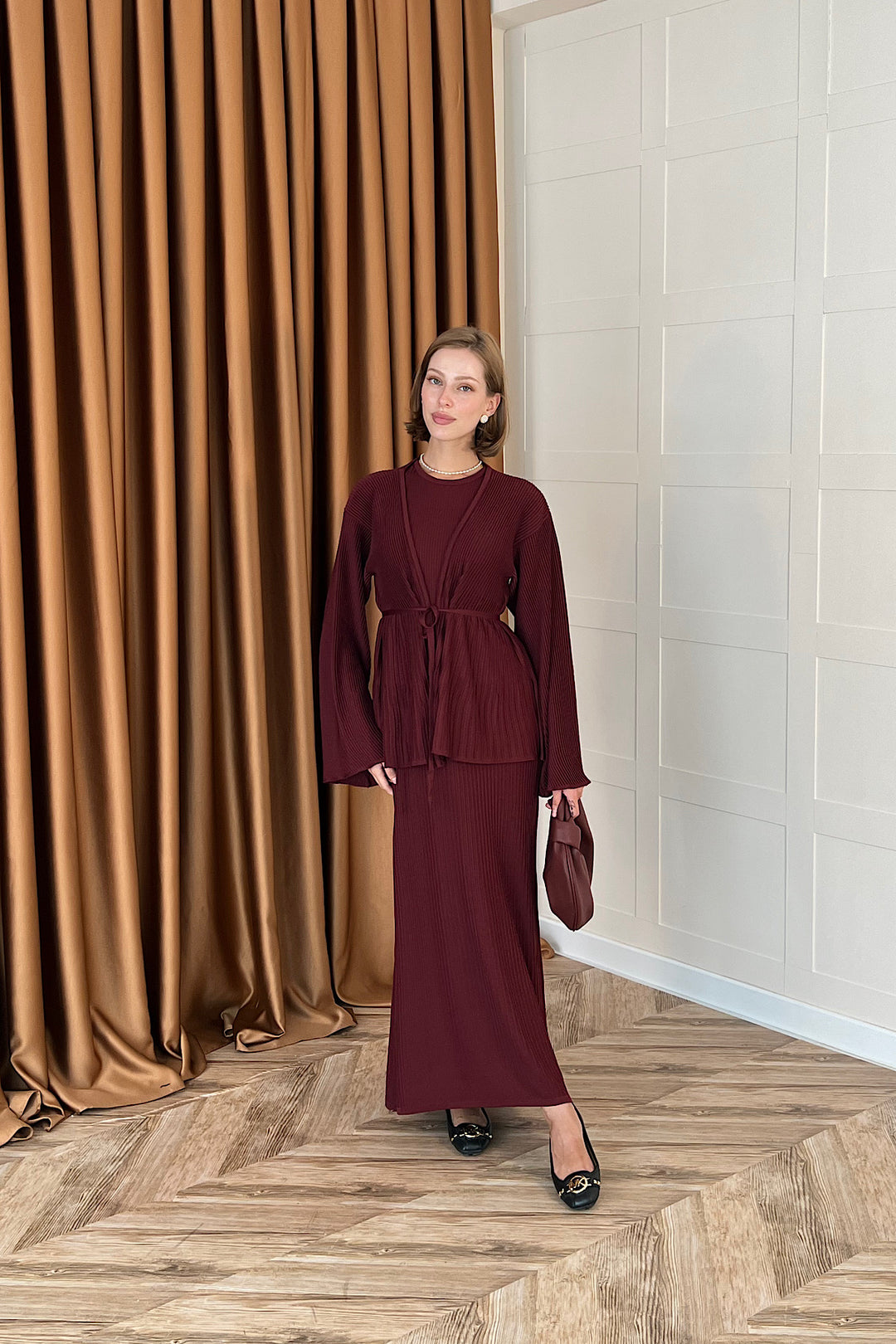 Medusa Jileli Triko Elbise Bordo 25370-BORDO