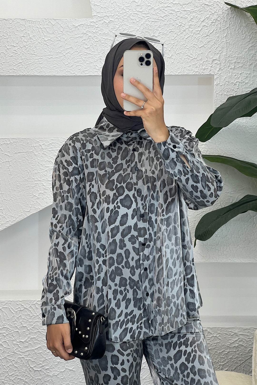 Leopar Desen İkili Takım Siyah 8516-SIYAH