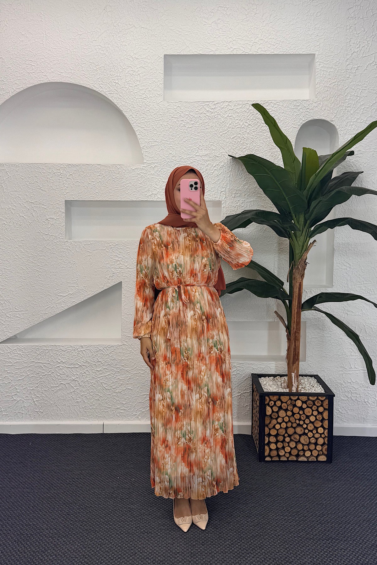 Livina Piliseli Elbise Oranj 3046-ORANJ