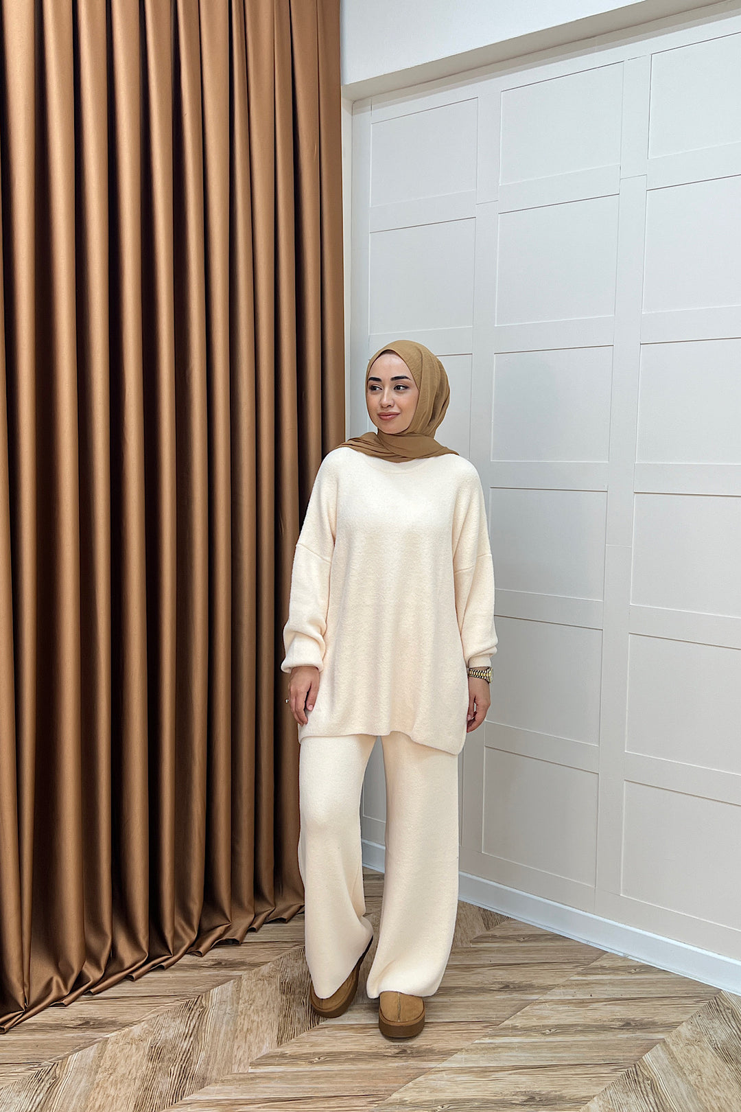 Dilşah Angora İkili Triko Takım Krem 25650-KREM