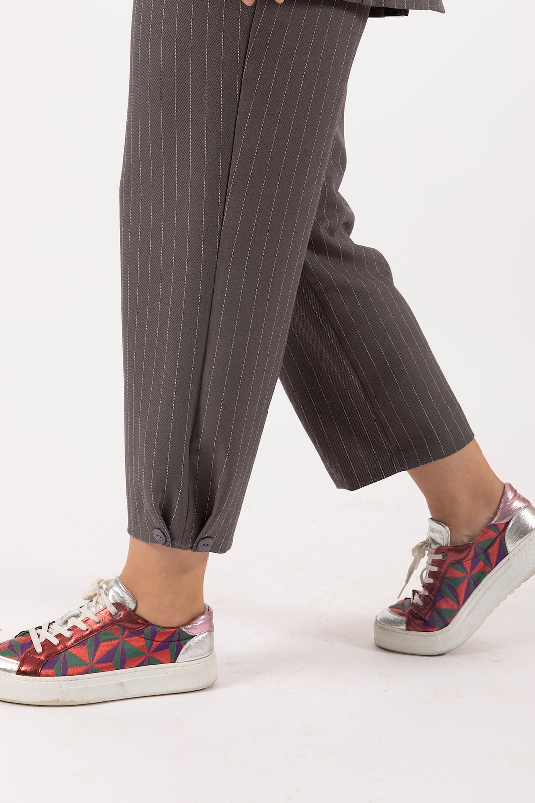 Paça Detay Çizgili Takım Antrasit 24K6183-ANTRASIT