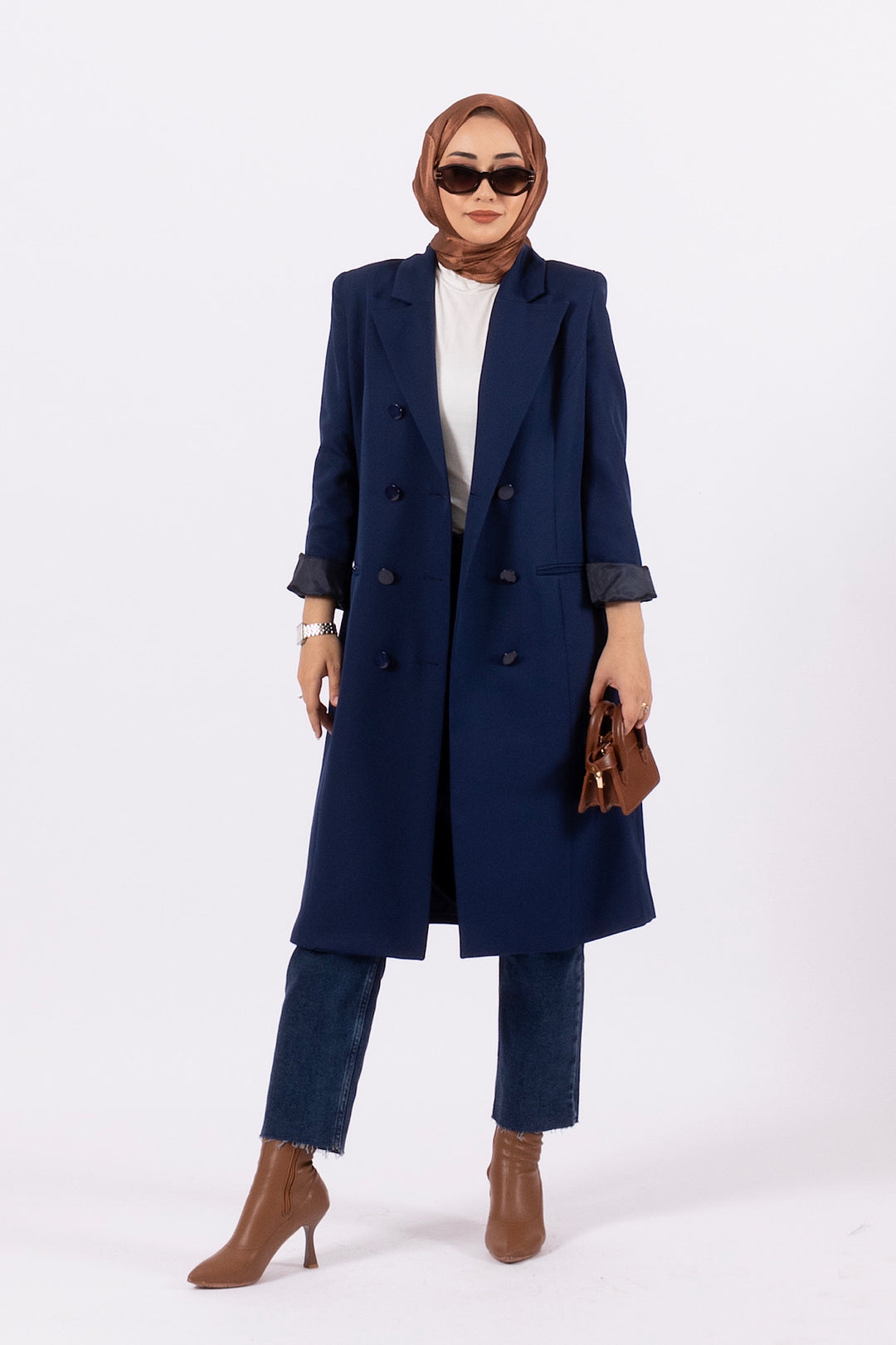 Uzun Blazer Ceket Lacivert 24K6109-LACIVERT