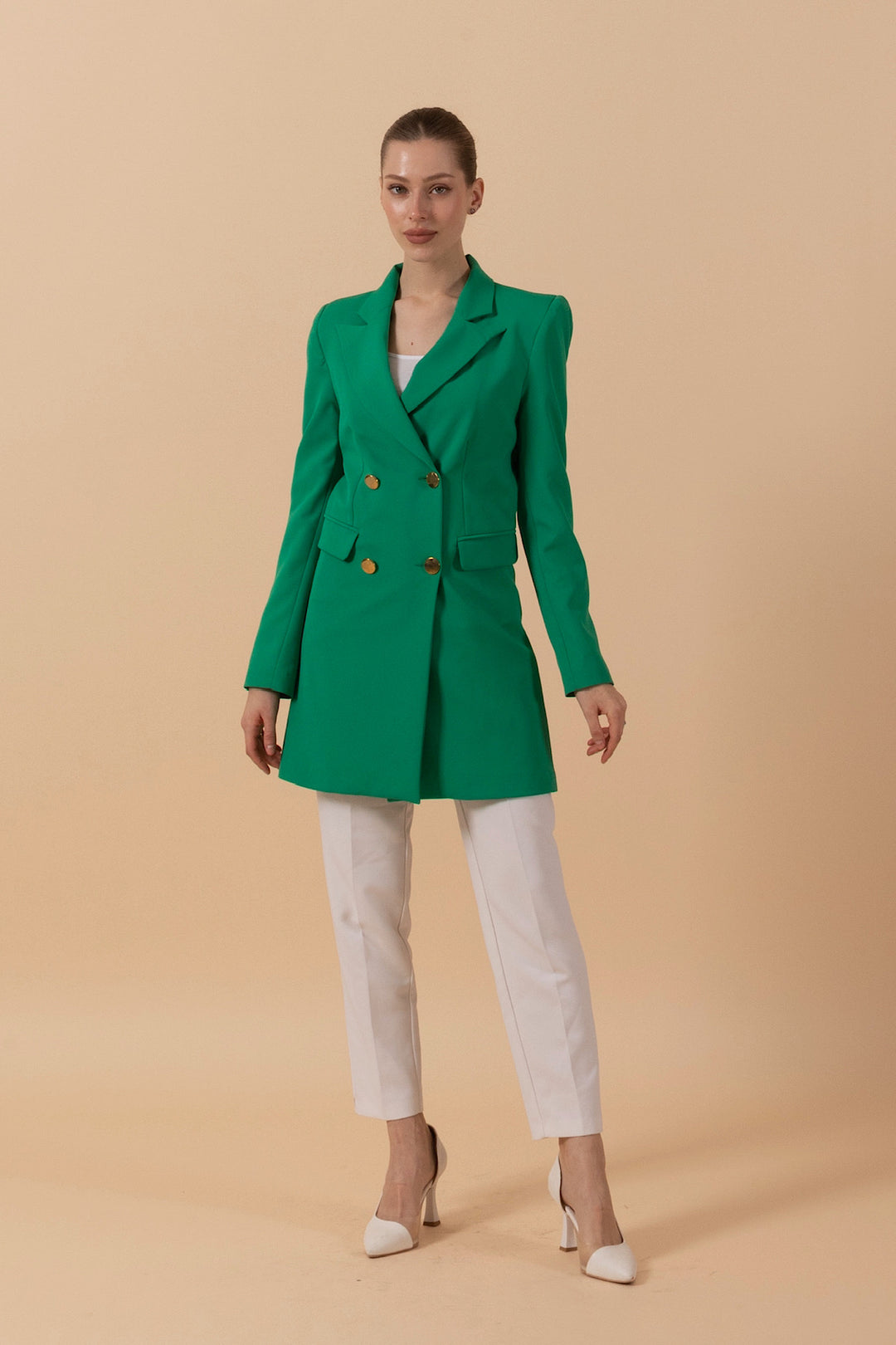 Dört Düğme Blazer Ceket Yeşil 06067-YESIL