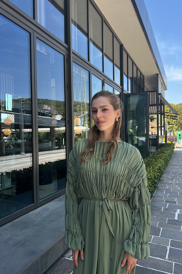 Paria Şifon Elbise Yeşil 5111-YESIL