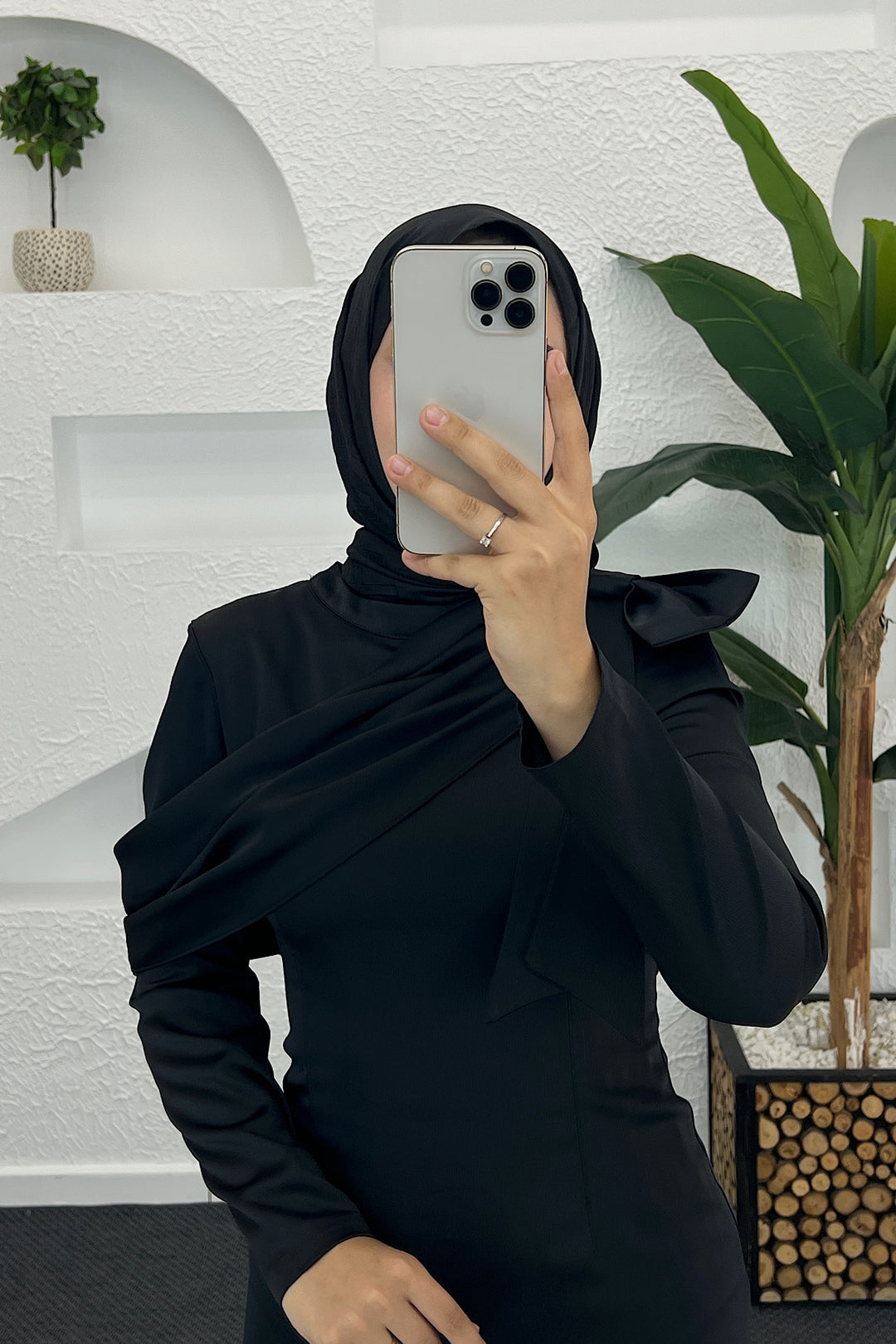 Degaje Detay Saten Abiye Siyah 3026-SIYAH