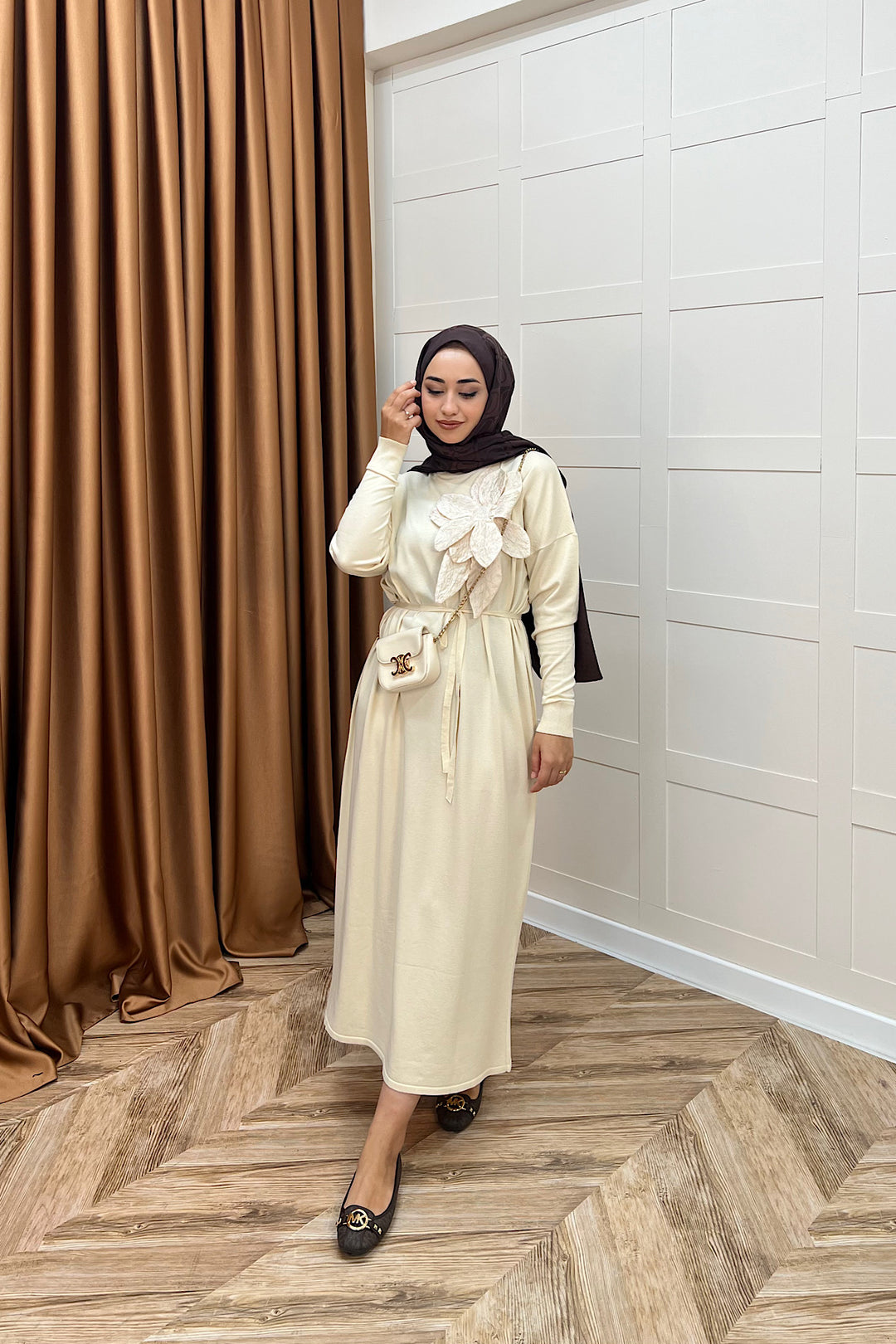 Zambak Merserize Triko Elbise Taş 25110-TAS