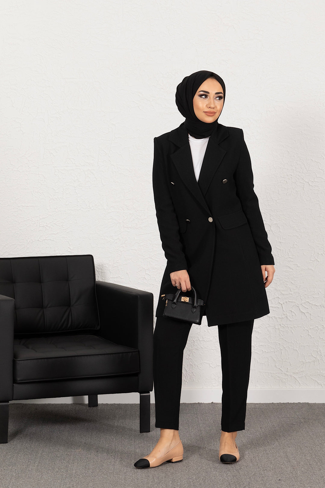 Blazer Ceketli İkili Siyah Takım 0393-SİYAH