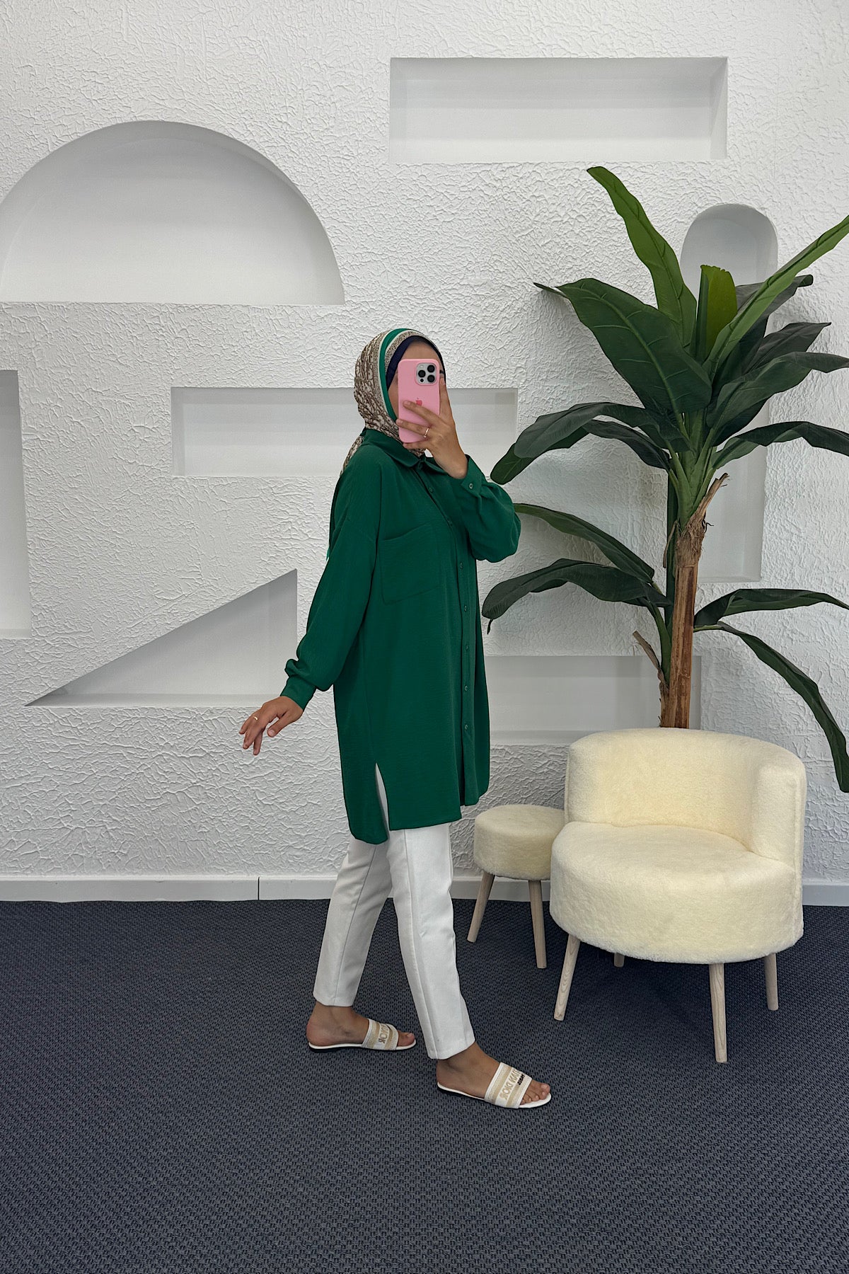 Cep Detay Linda Tunik Yeşil 2457-YESIL