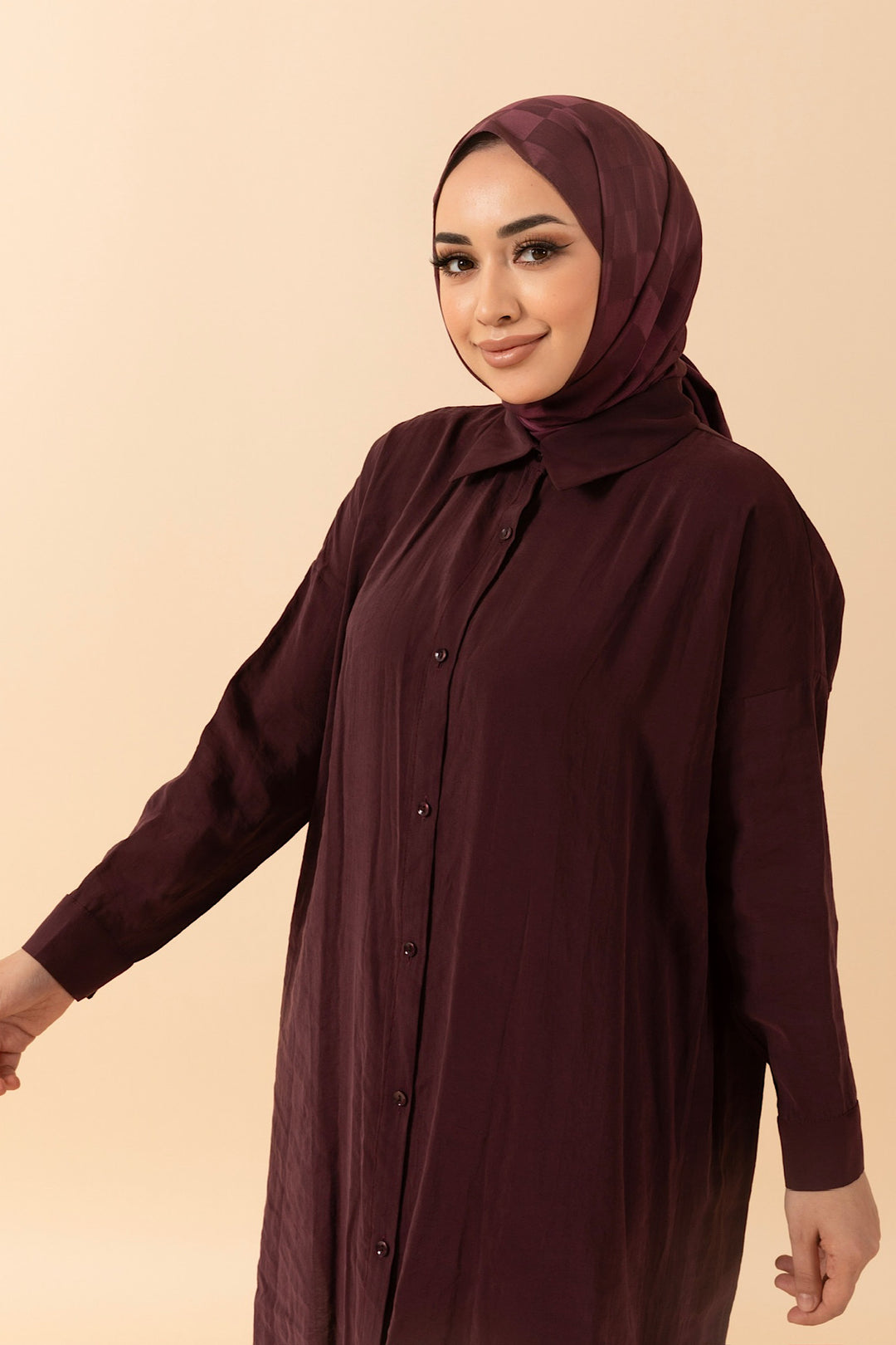 Cupra Uzun Tunik Bordo 2760-BORDO