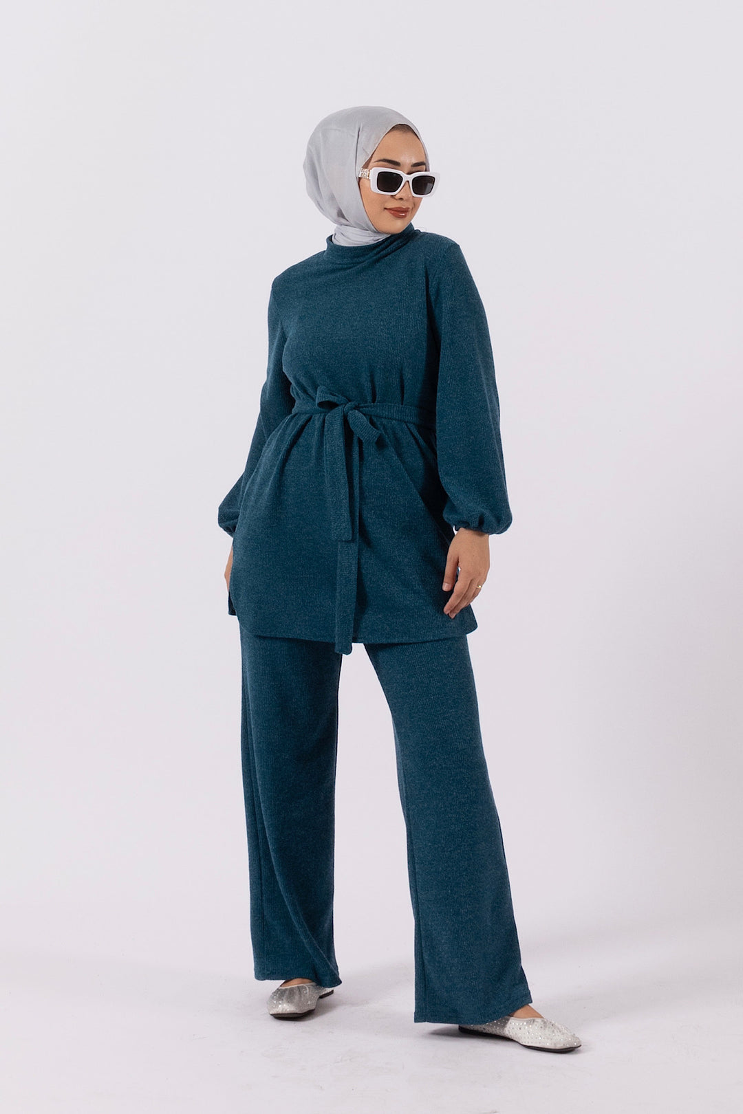 Zarina İkili Örme Takım Petrol 24K6174-PETROL