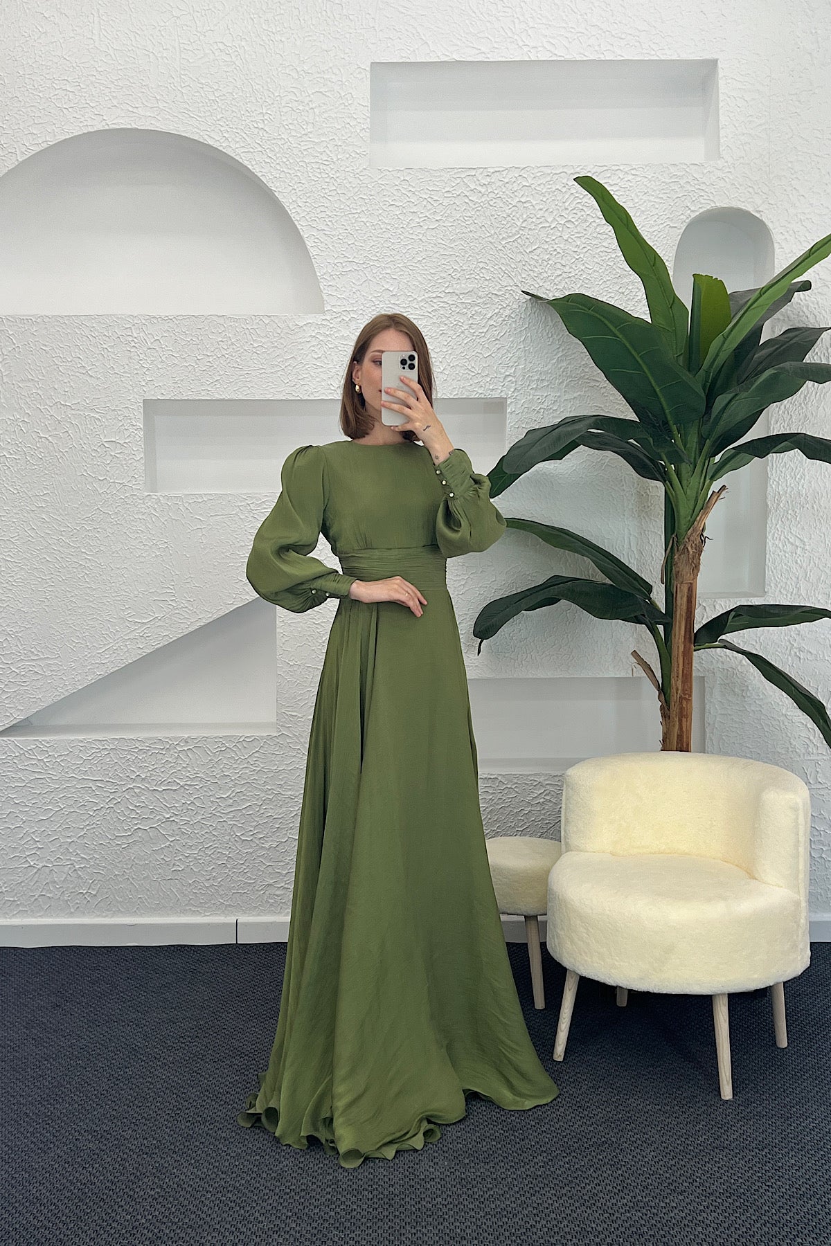 Marly Beli Piliseli Abiye Yeşil 3066-YESIL