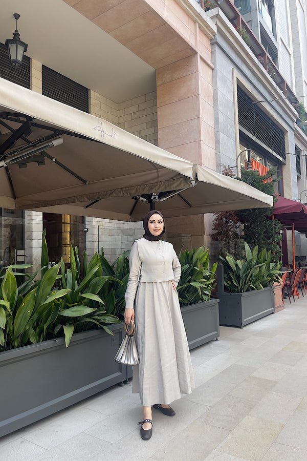 Beli Lastikli Yelekli Elbise Taş 8349-TAS