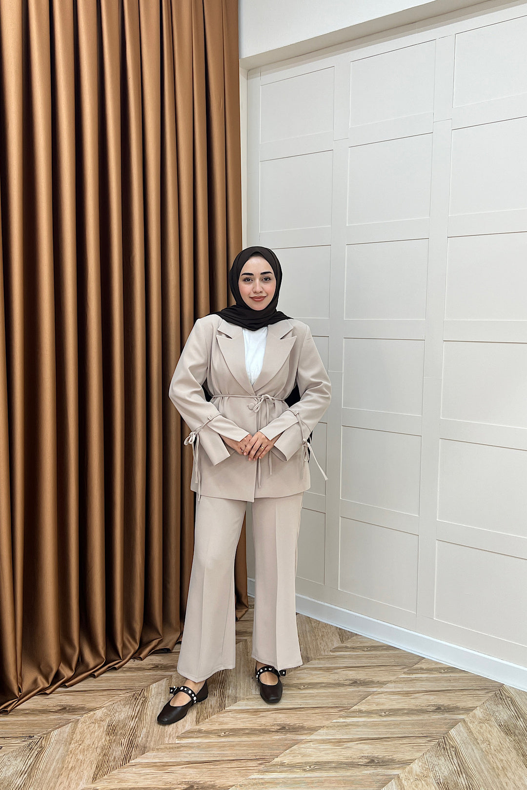 Kuşak Detay Ceket Takım Taş 5004-TAS