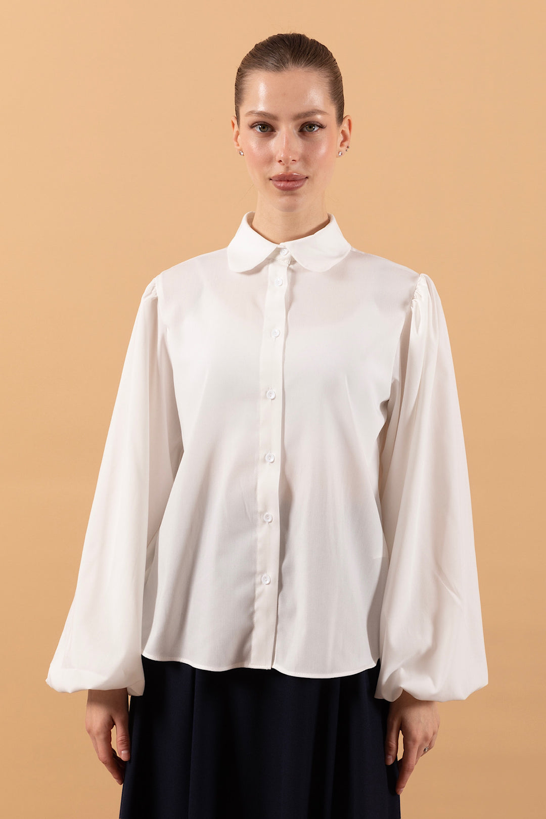 Dira Balon Kol Gömlek Beyaz 1913-BEYAZ