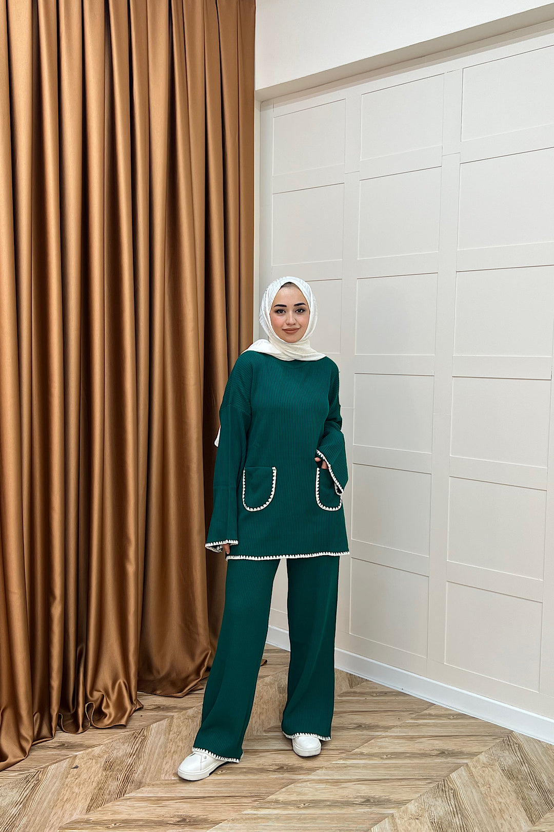 Cep Örgülü Triko Takım Zümrüt 24200-ZUMRUT