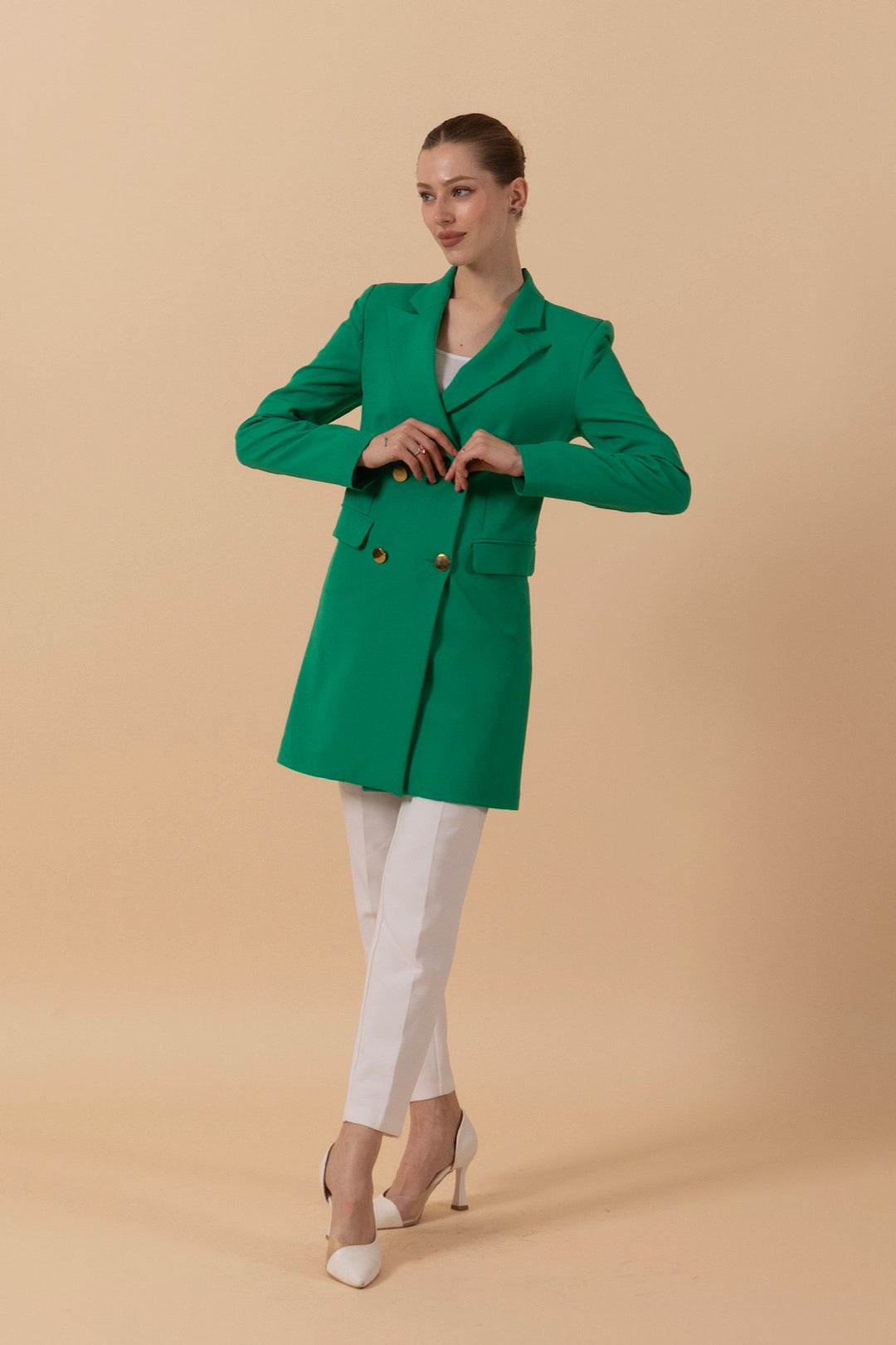 Dört Düğme Blazer Ceket Yeşil 06067-YESIL