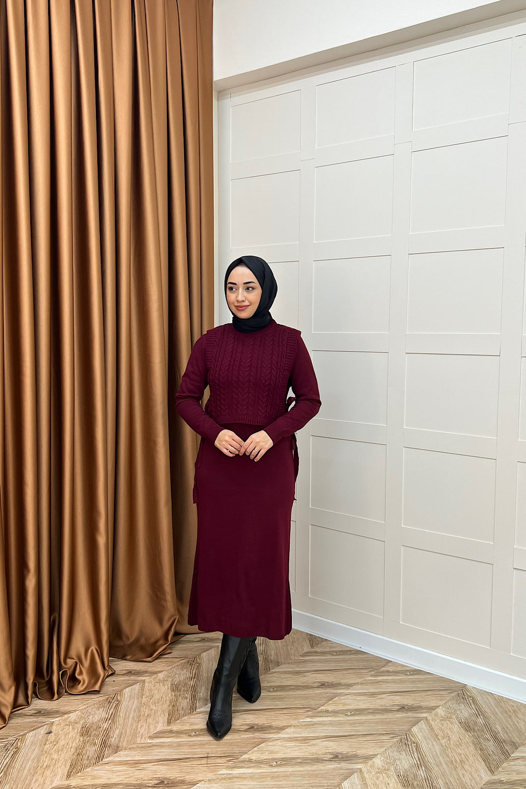 Barles İkili Triko Elbise Bordo 25220-BORDO