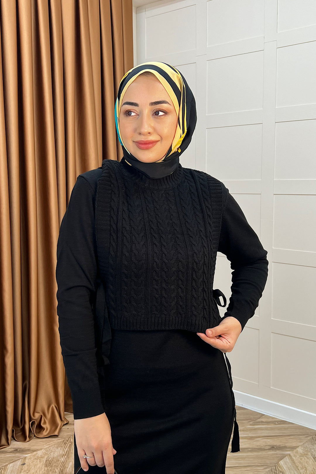 Barles İkili Triko Elbise Siyah 25220-SIYAH