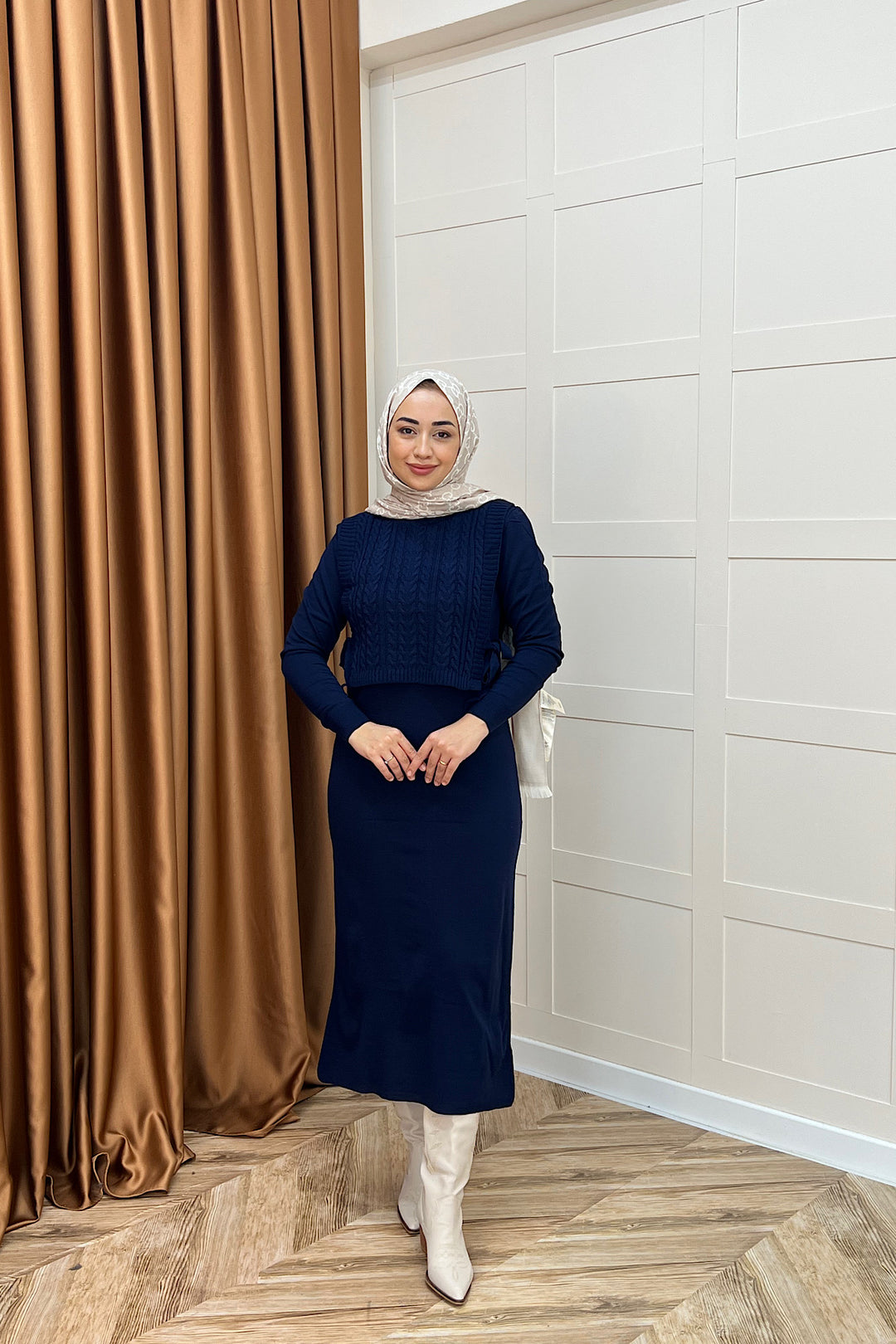 Barles İkili Triko Elbise Lacivert 25220-LACIVERT