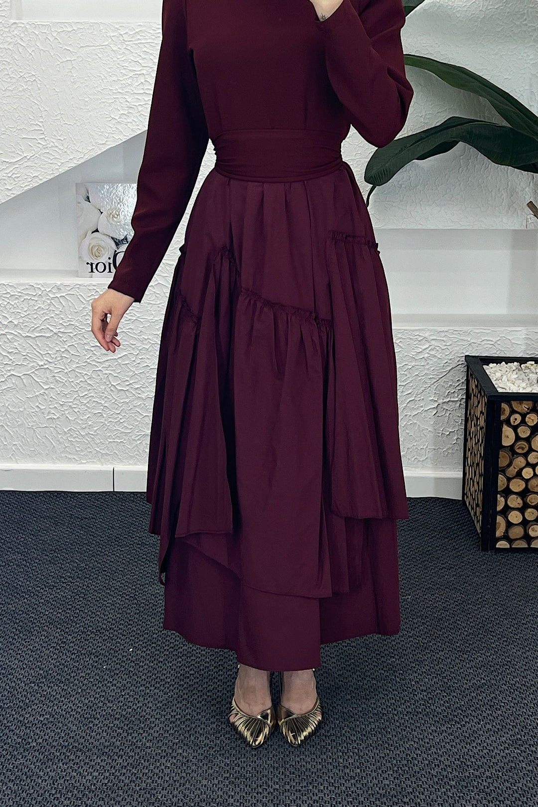 Zeny Elbıse Bordo 6001-BORDO