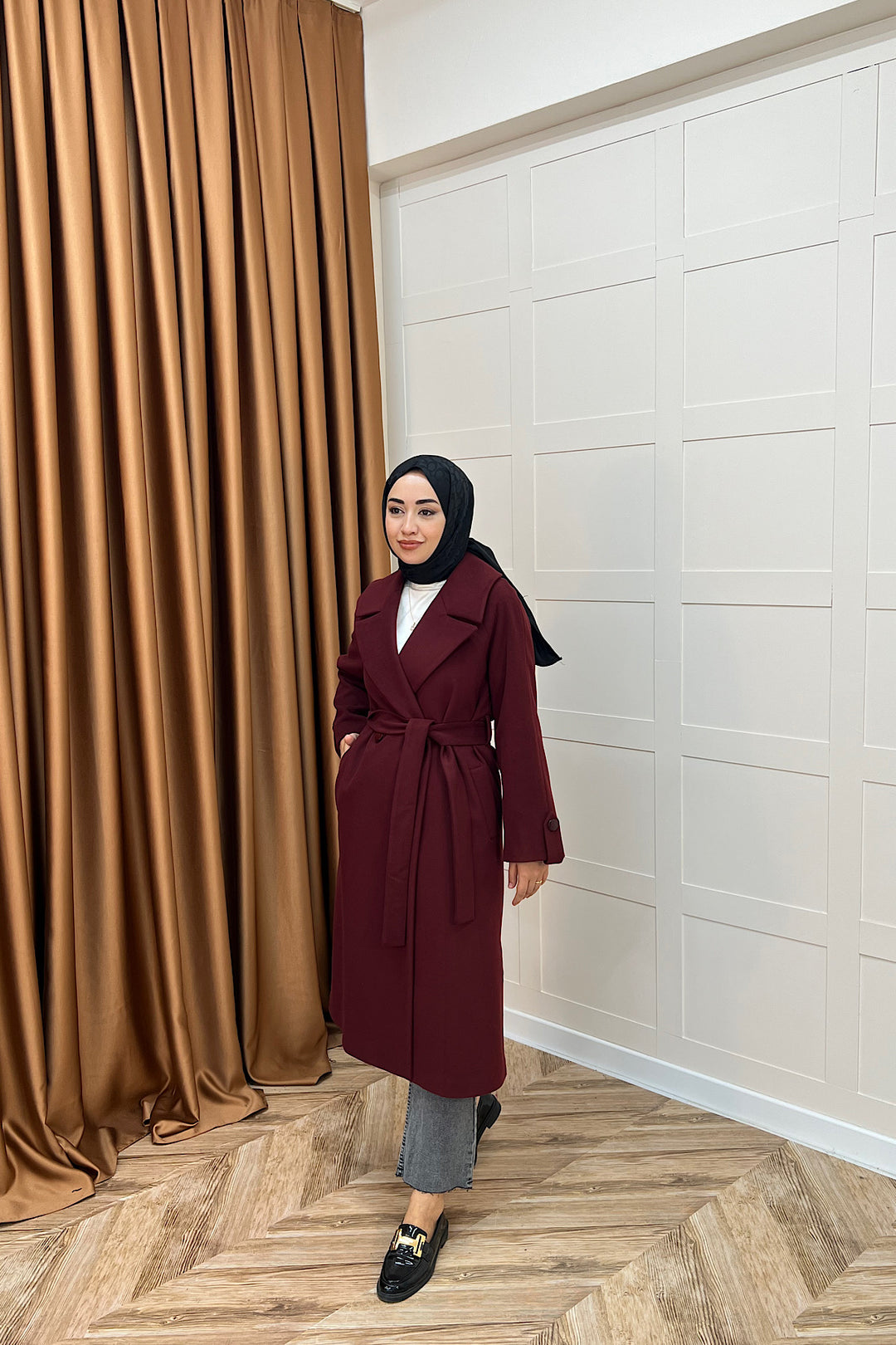 Martina Yırtmaçlı Kaban Bordo 5508-BORDO