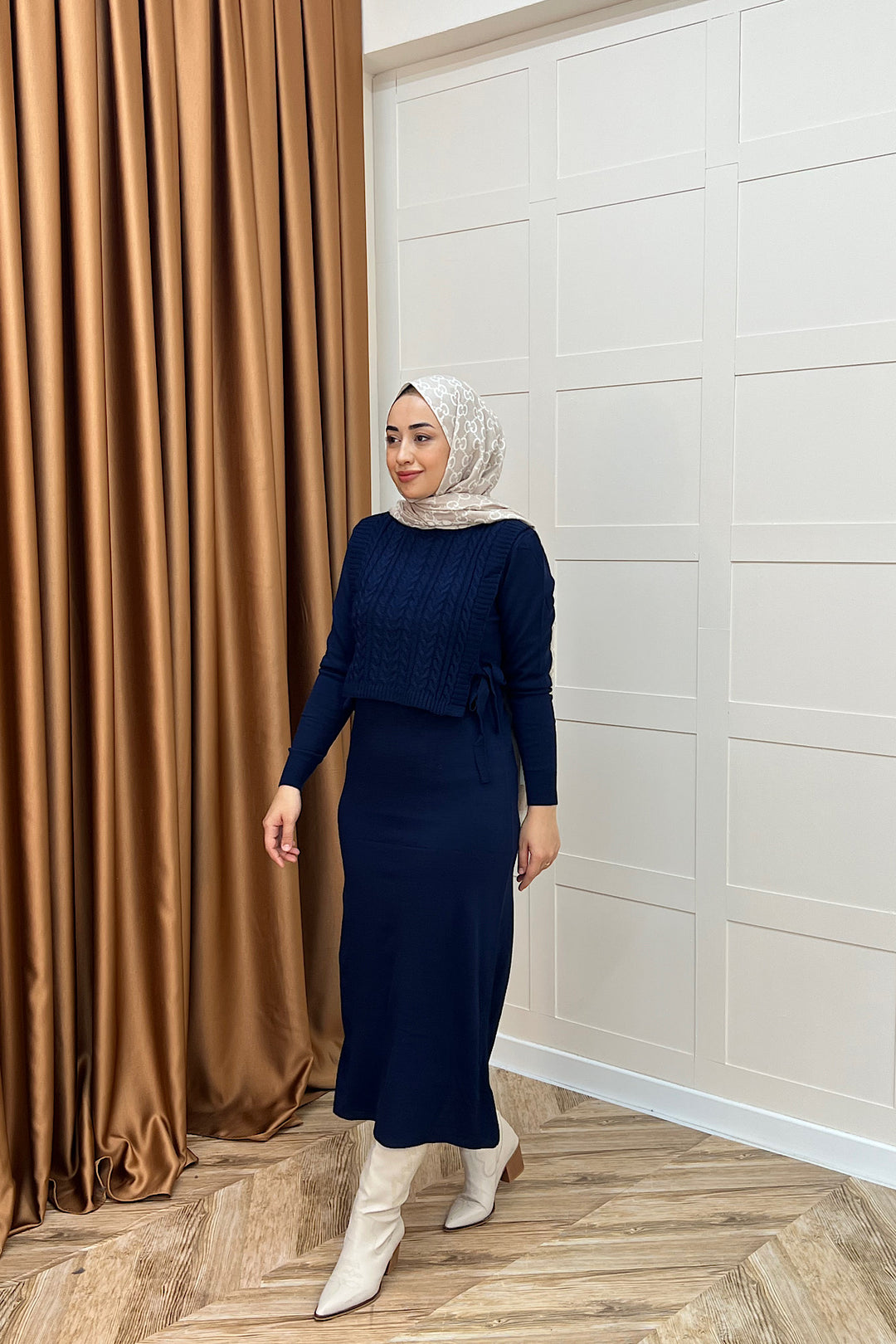 Barles İkili Triko Elbise Lacivert 25220-LACIVERT