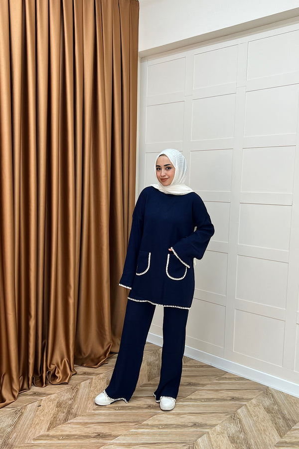 Cep Örgülü Triko Takım Lacivert 24200-LACIVERT