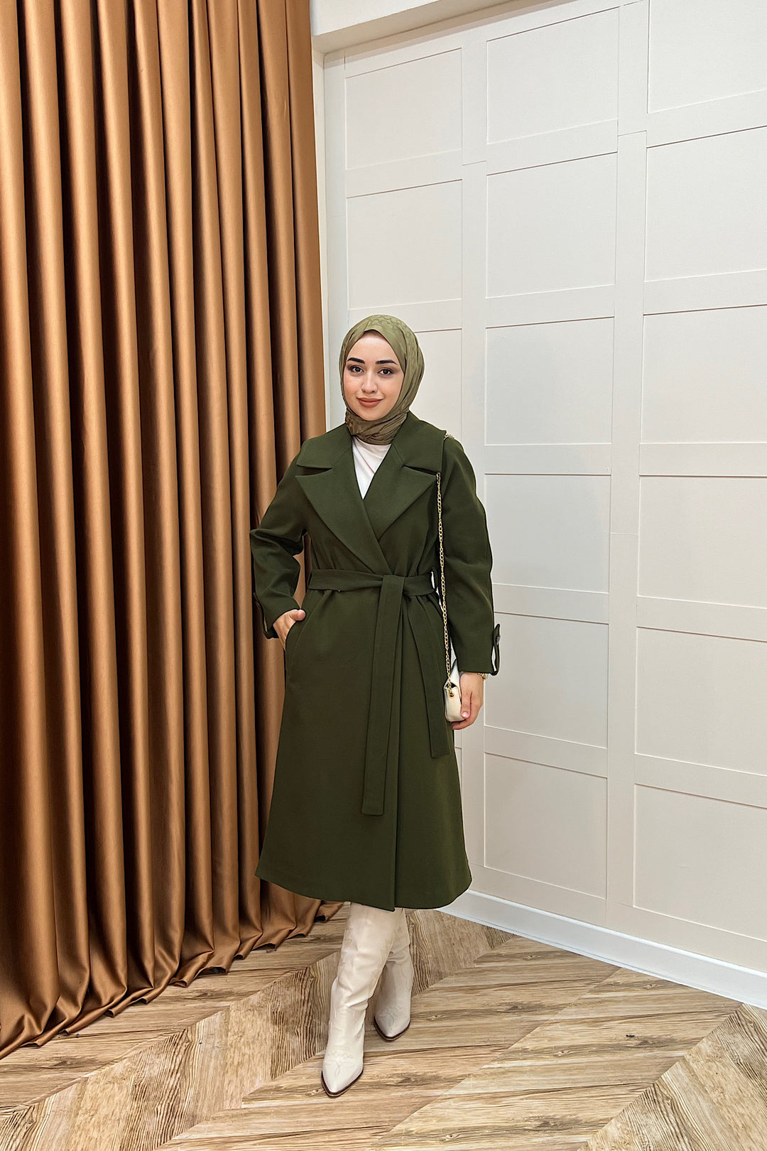 Martina Yırtmaçlı Kaban Haki 5508-HAKI