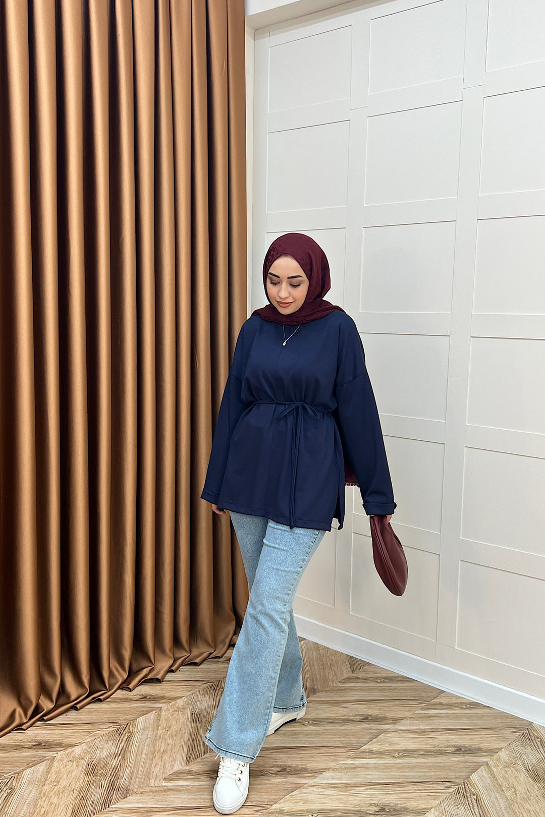 Türev Duble Kol Tunik Lacivert 6060-LACIVERT