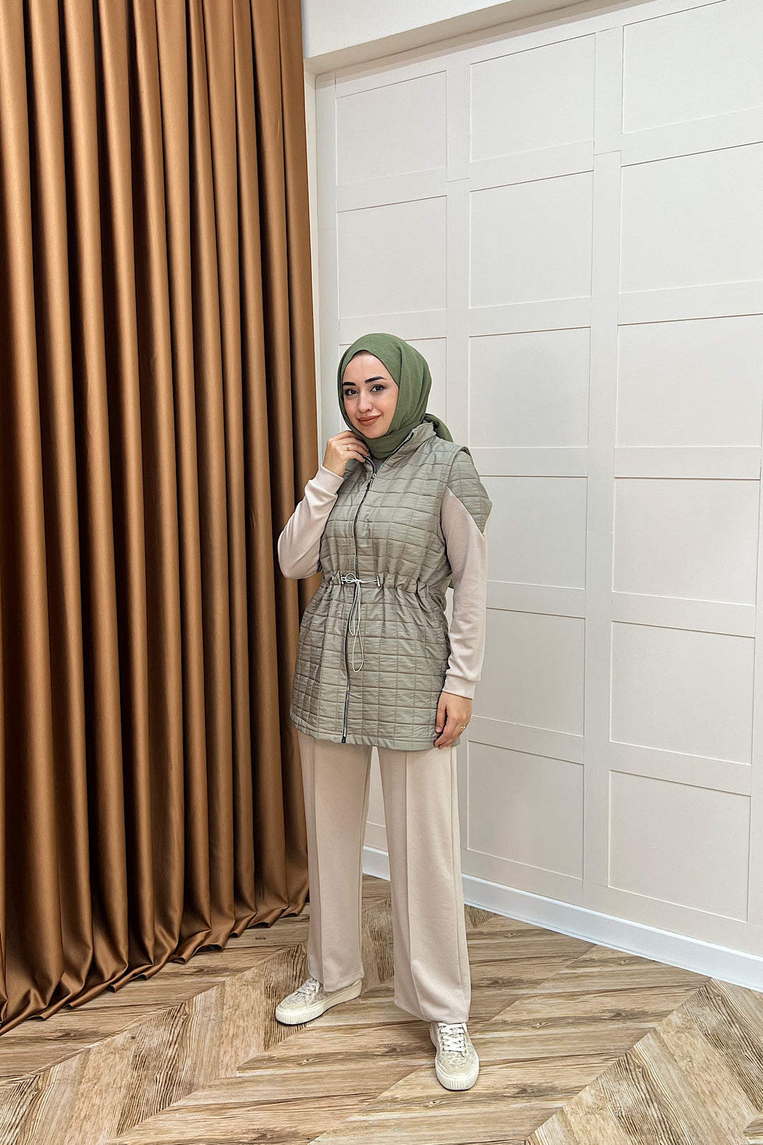 Armoni Kapitone Yelekli Üçlü Takım Yeşil 6015-YESIL