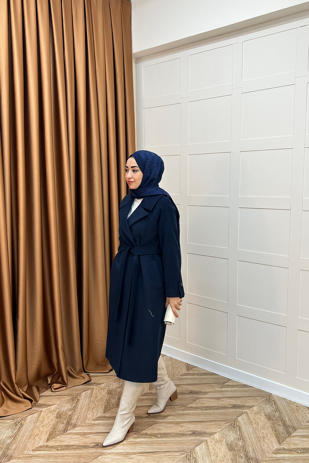 Martina Yırtmaçlı Kaban Lacivert 5508-LACIVERT