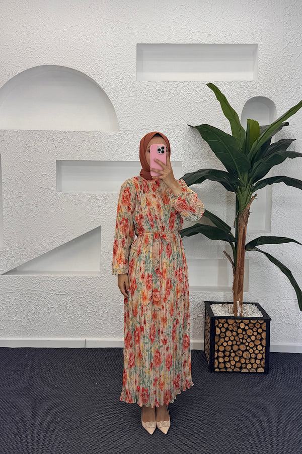 Liana Piliseli Elbise Oranj 3040-ORANJ