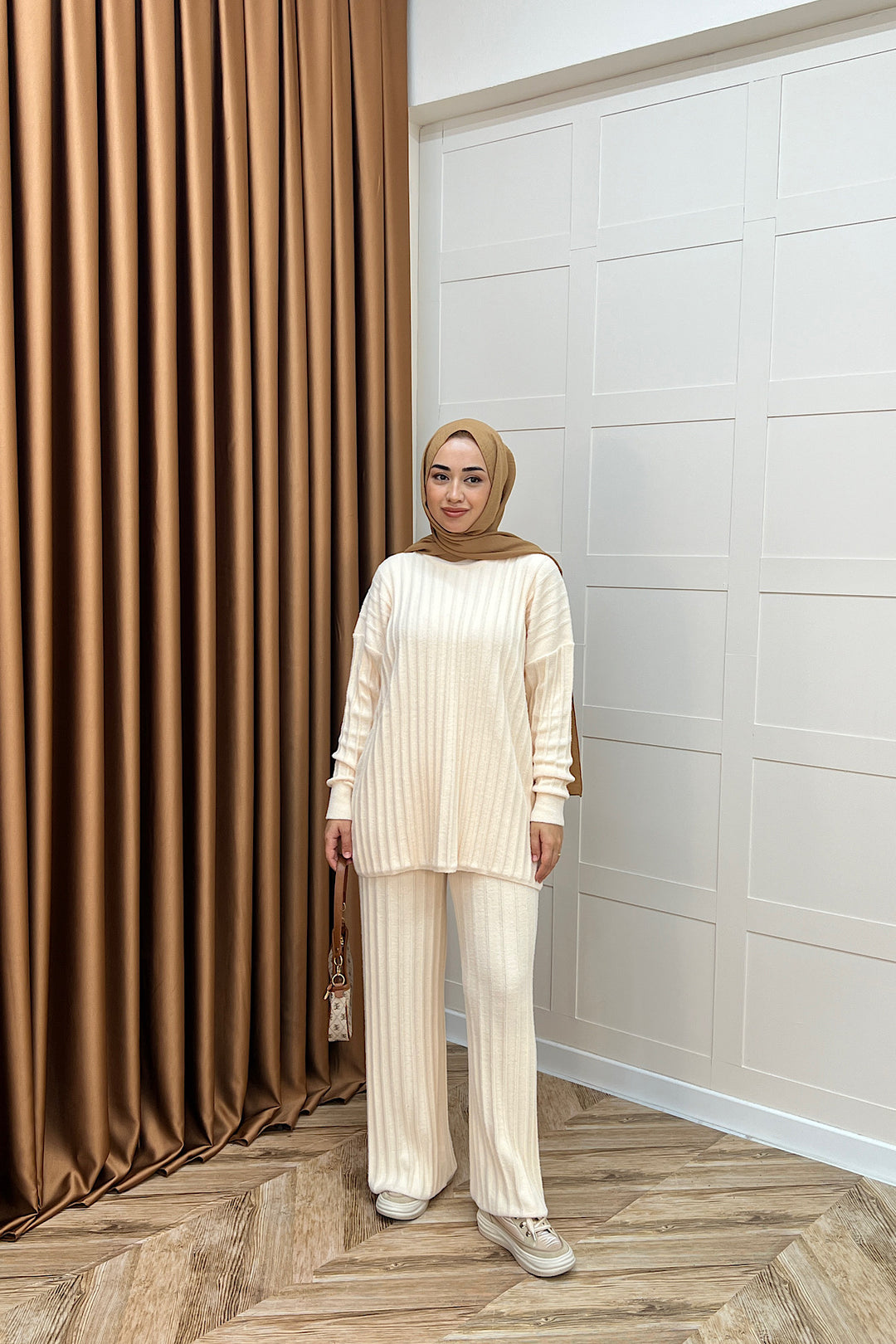 Kripto Keçe Sakal Triko Takım Krem 25560-KREM