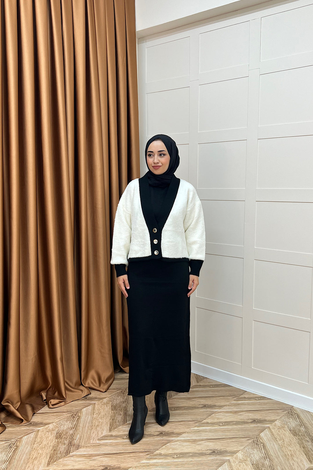 Sezen İkili Triko Elbise Siyah 241090-SIYAH