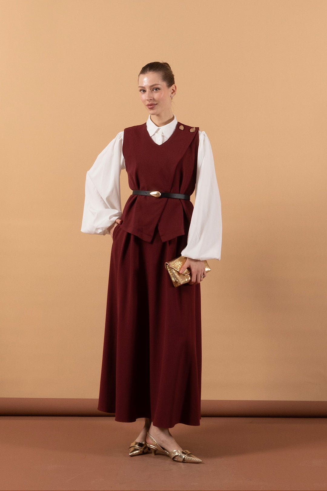 İkili Etek Takım Bordo 1633-BORDO