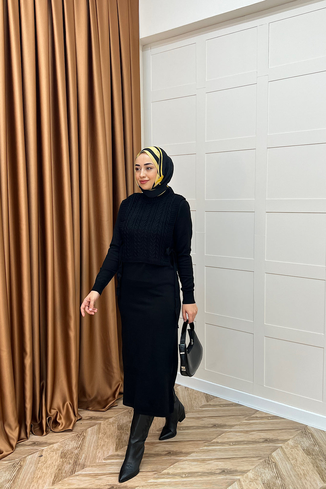 Barles İkili Triko Elbise Siyah 25220-SIYAH